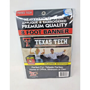 TEXAS TECH RED RAIDERS BANNER 8' X 2' FOOT HEAVYWEIGHT SIGN UNIVERSITY MANCAVE